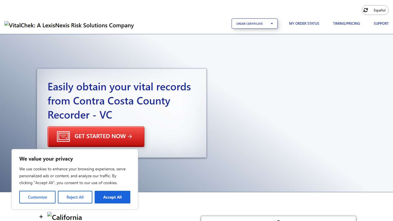 Contra Costa County Recorder - VC (CA) | Order Certificates - VitalChek